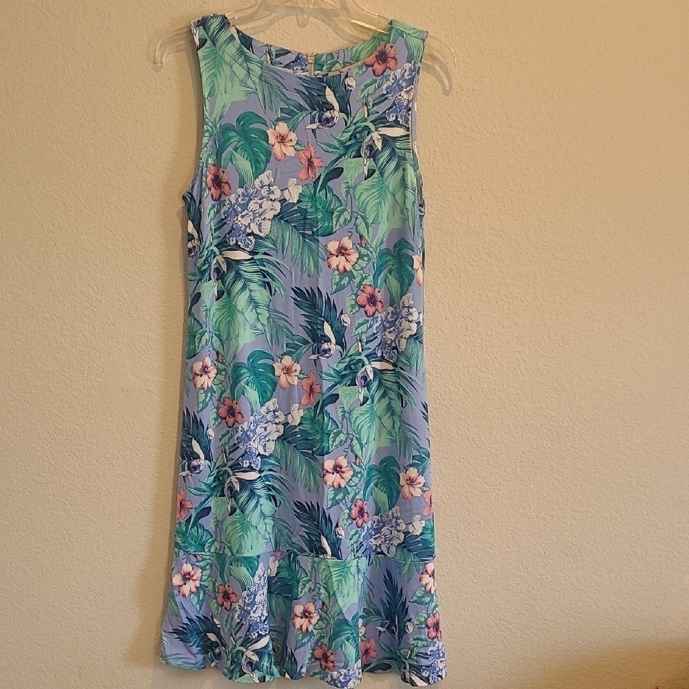Tommy Bahama Blue Tropical Floral Sleeveless Dress Size M - Picture 5 of 11